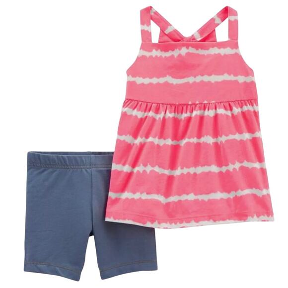 Carter's 2-Piece Tie-Dye Tank & Knit Denim Bike Shorts Size 12 - Picture 1 of 6